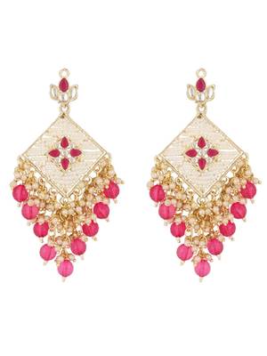 traditional kundan pearls dangle earrings for women 2