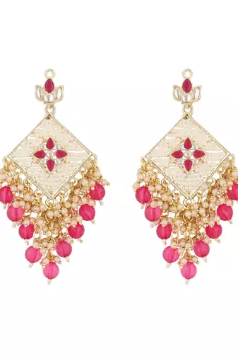 traditional kundan pearls dangle earrings for women