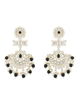traditional chandbali earrings with kundans & pearls for women  2