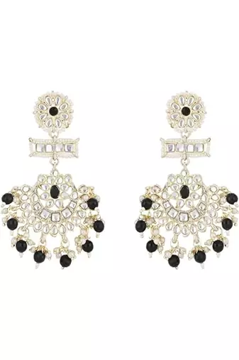traditional chandbali earrings with kundans & pearls for women 