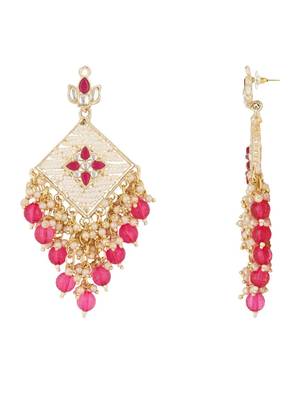 traditional kundan pearls dangle earrings for women 3