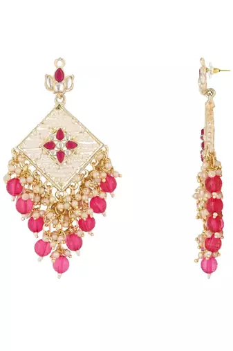 traditional kundan pearls dangle earrings for women