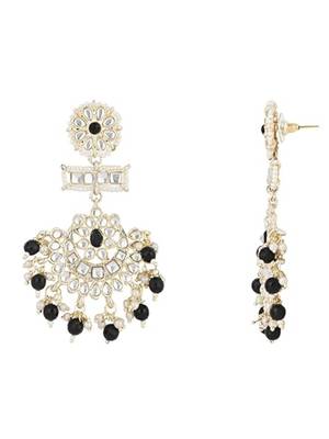 traditional chandbali earrings with kundans & pearls for women  3
