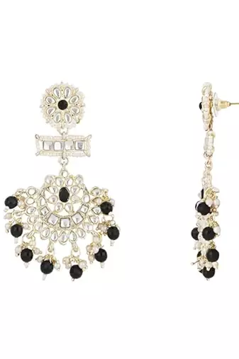 traditional chandbali earrings with kundans & pearls for women 