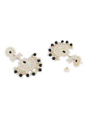 traditional chandbali earrings with kundans & pearls for women  4