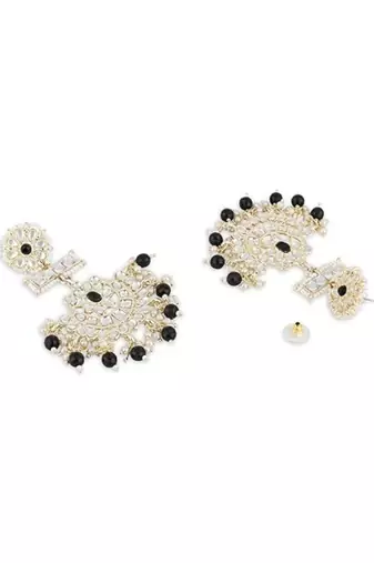 traditional chandbali earrings with kundans & pearls for women 