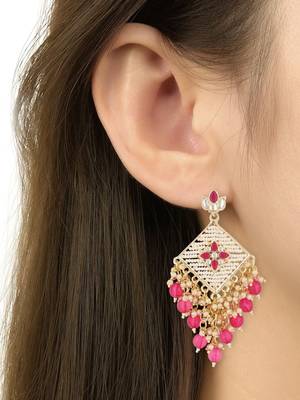 traditional kundan pearls dangle earrings for women 5