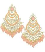 traditional handcrafted pearl kundan beaded chandbali earrings for women/girls