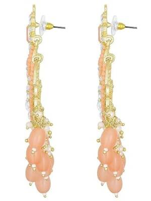 traditional handcrafted pearl kundan beaded chandbali earrings for women/girls  3