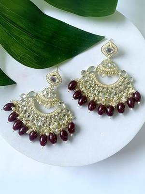 I jewels traditional handcrafted pearl kundan beaded earrings for women/girls  1