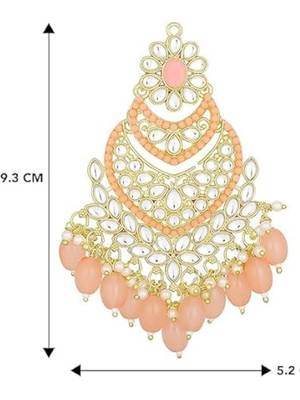 traditional handcrafted pearl kundan beaded chandbali earrings for women/girls  4