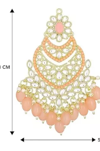 traditional handcrafted pearl kundan beaded chandbali earrings for women/girls 