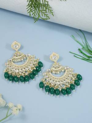 traditional handcrafted pearl kundan beaded earrings for women/girls  1