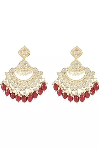 I jewels traditional handcrafted pearl kundan beaded earrings for women/girls 