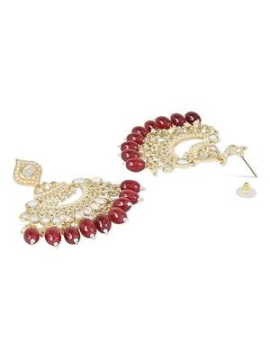 I jewels traditional handcrafted pearl kundan beaded earrings for women/girls  3
