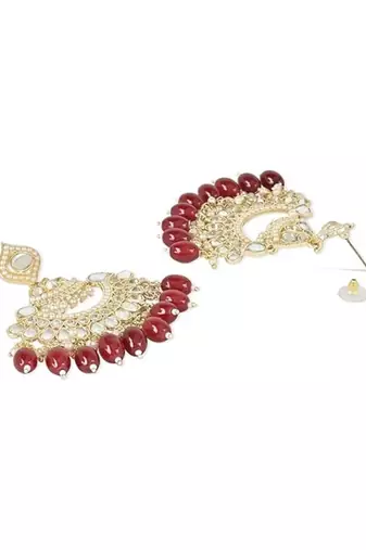 I jewels traditional handcrafted pearl kundan beaded earrings for women/girls 