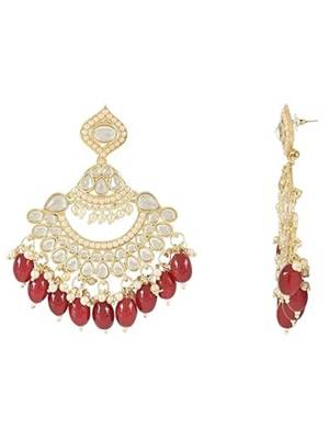 I jewels traditional handcrafted pearl kundan beaded earrings for women/girls  4