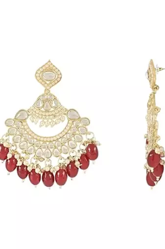 I jewels traditional handcrafted pearl kundan beaded earrings for women/girls 