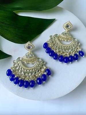 traditional handcrafted pearl kundan beaded earrings for women/girls  1