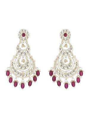traditional kundan & pearl drop dangle chandbali earrings for women  2