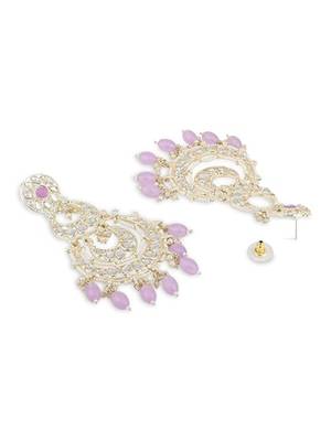 traditional kundan & pearl drop dangle chandbali earrings for women  4