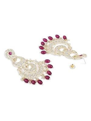 traditional kundan & pearl drop dangle chandbali earrings for women  3