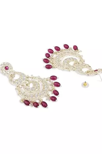 traditional kundan & pearl drop dangle chandbali earrings for women 