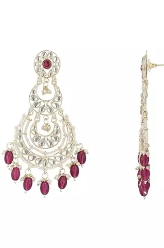 traditional kundan & pearl drop dangle chandbali earrings for women 