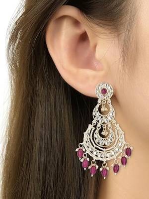 traditional kundan & pearl drop dangle chandbali earrings for women  5