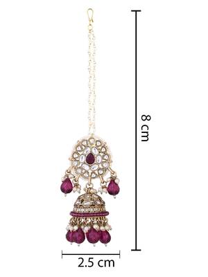 traditional kundan pearl jhumka earrings with attachable ear chain for women  5