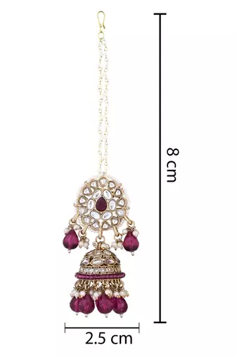 traditional kundan pearl jhumka earrings with attachable ear chain for women 
