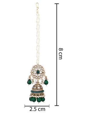 traditional kundan pearl jhumka earrings with attachable ear chain for women  5