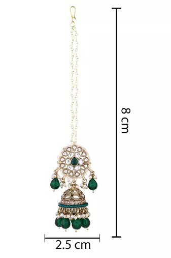 traditional kundan pearl jhumka earrings with attachable ear chain for women 