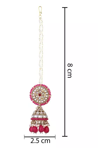 traditional kundan pearl jhumka earrings with attachable ear chain for women 