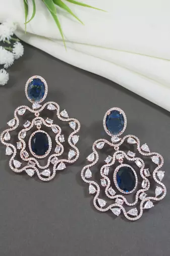 stylish latest fashion rose gold plated american diamond fashionable earrings for women 