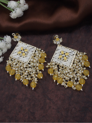 traditional kundan pearls dangle earrings for women 1