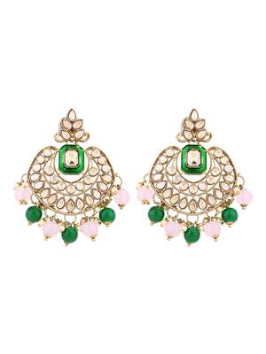 traditional kundan pearl chandbali earrings for women  2