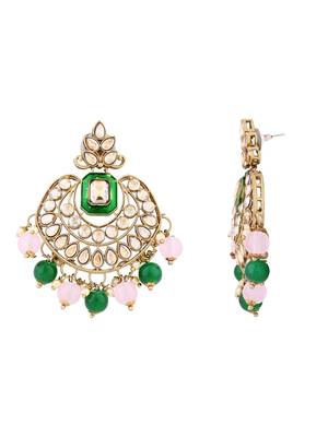 traditional kundan pearl chandbali earrings for women  3