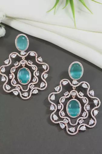 stylish latest fashion rose gold plated american diamond fashionable earrings for women 