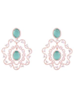 stylish latest fashion rose gold plated american diamond fashionable earrings for women  2