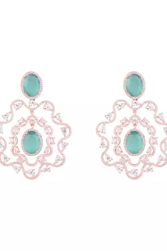 stylish latest fashion rose gold plated american diamond fashionable earrings for women 