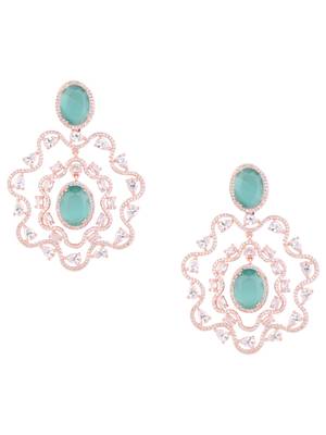 stylish latest fashion rose gold plated american diamond fashionable earrings for women  3