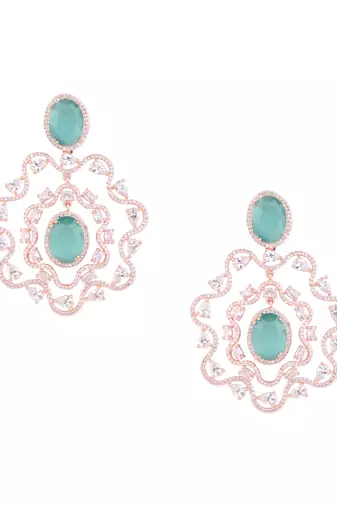 stylish latest fashion rose gold plated american diamond fashionable earrings for women 