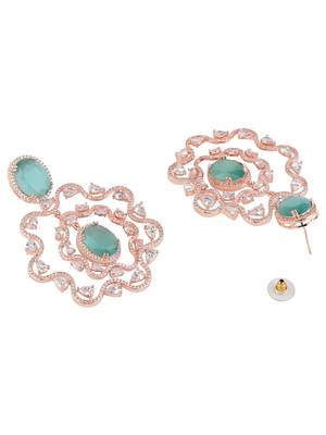 stylish latest fashion rose gold plated american diamond fashionable earrings for women  4