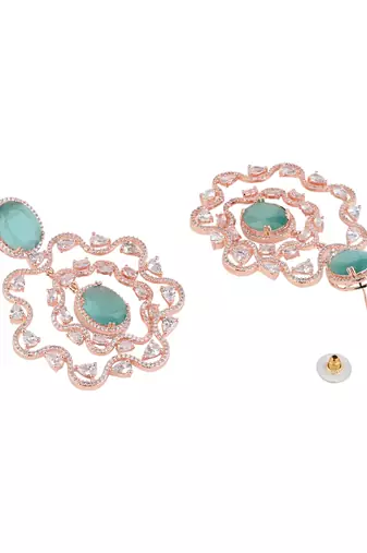 stylish latest fashion rose gold plated american diamond fashionable earrings for women 
