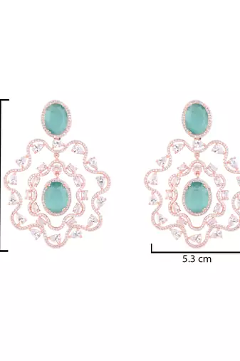 stylish latest fashion rose gold plated american diamond fashionable earrings for women 
