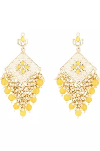 traditional kundan pearls dangle earrings for women