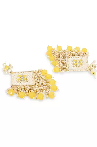 traditional kundan pearls dangle earrings for women