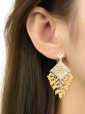 traditional kundan pearls dangle earrings for women 5