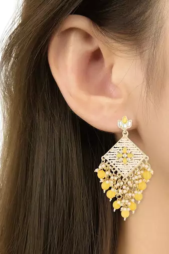 traditional kundan pearls dangle earrings for women